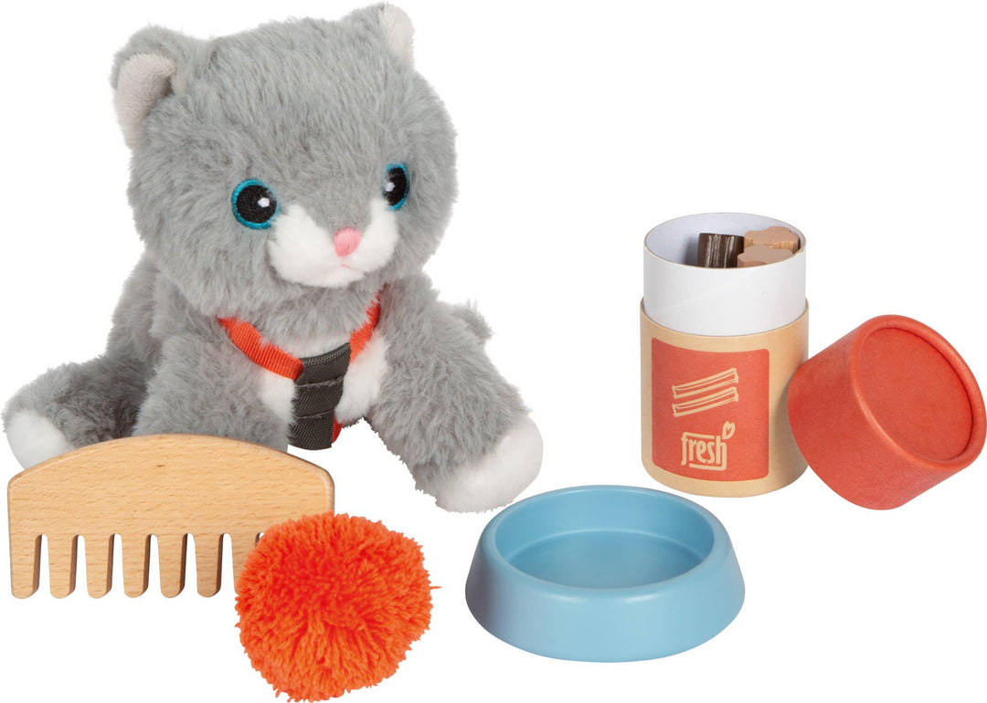 Katze mit Tasche und Pflegeset | Rollenspiel | Holzspielzeug