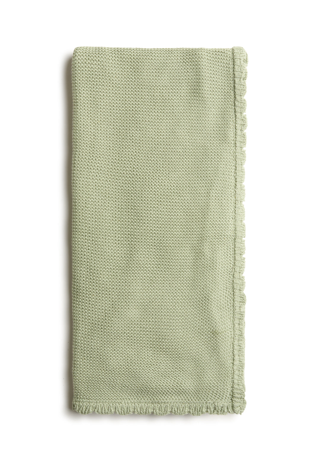 Baby knitted blanket with scalloped edge