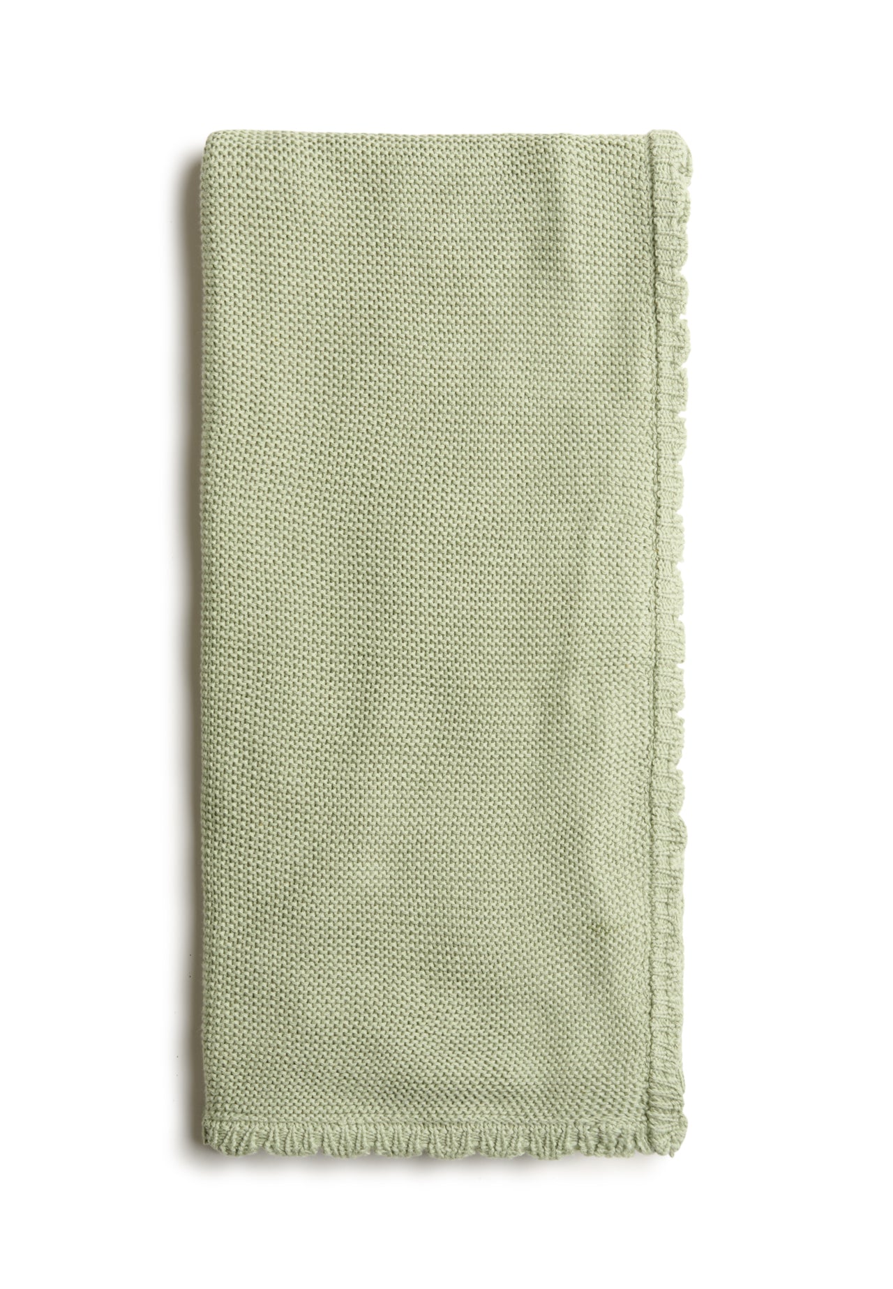 Baby knitted blanket with scalloped edge